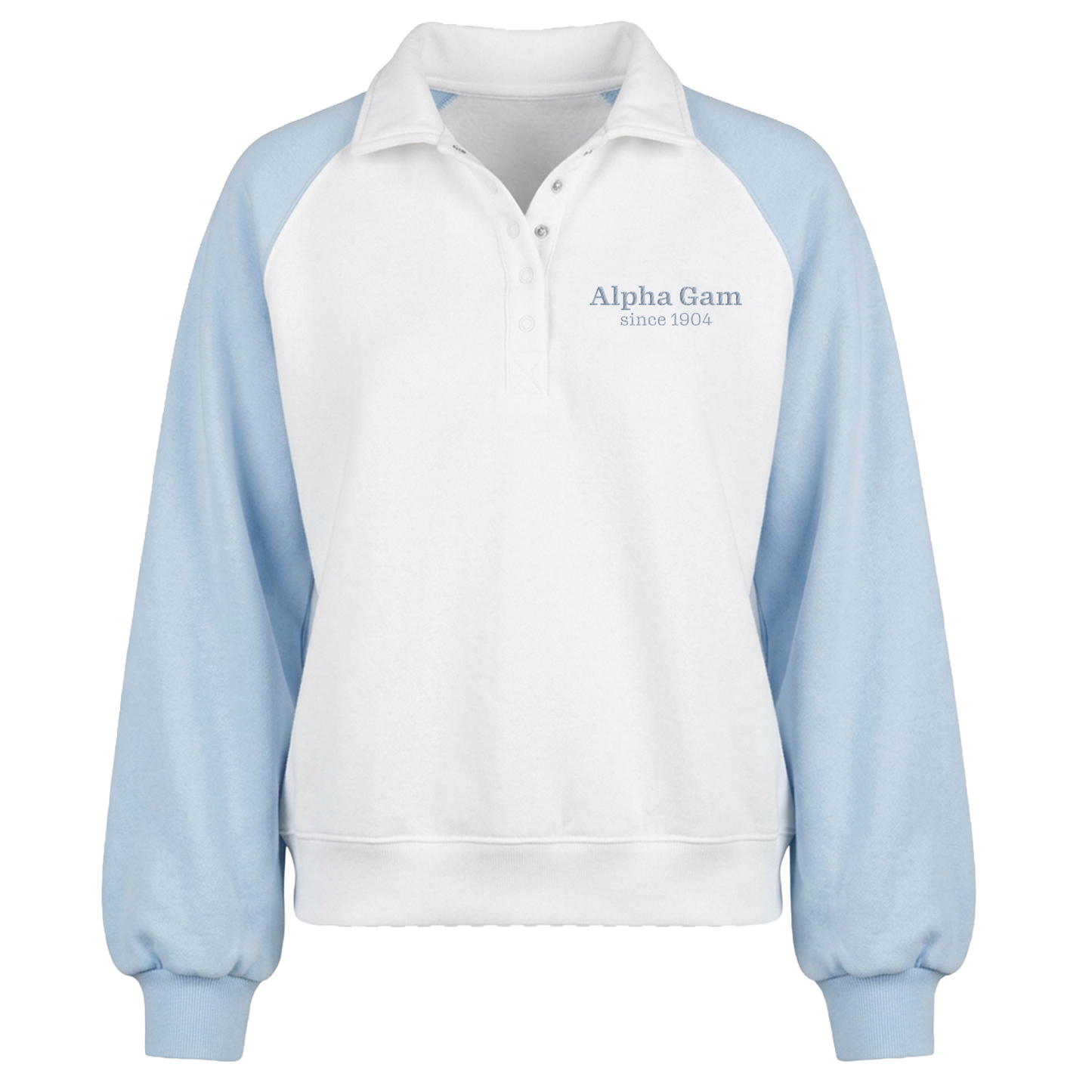 Alpha Gamma Delta | Two Toned Quarter Button-Up Pullover
